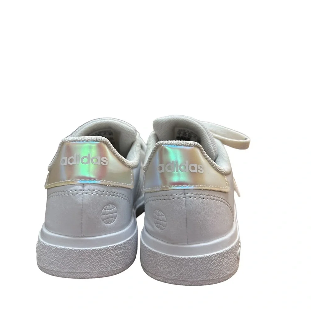 Adidas Girls White Tennis Shoes 1 - Picture 7 of 11